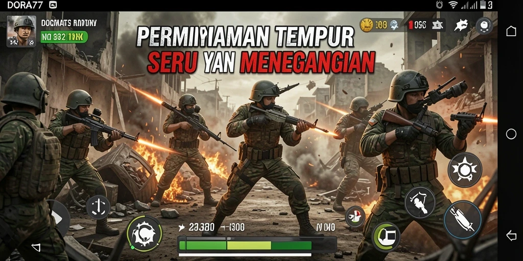 Tampilan interaktif dan mendebarkan dari gameplay TPS DORA77.