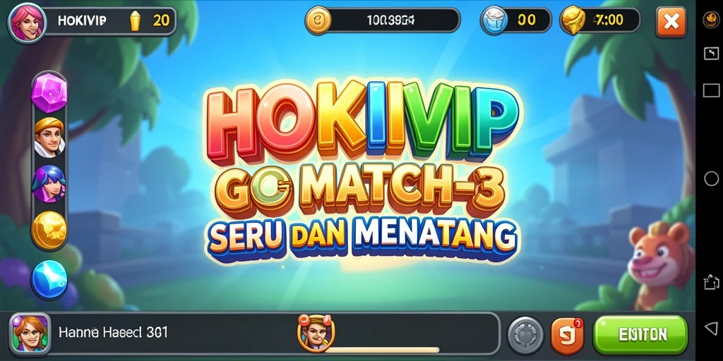Screenshot HOKIVIP menampilkan gameplay Match-3 yang seru.