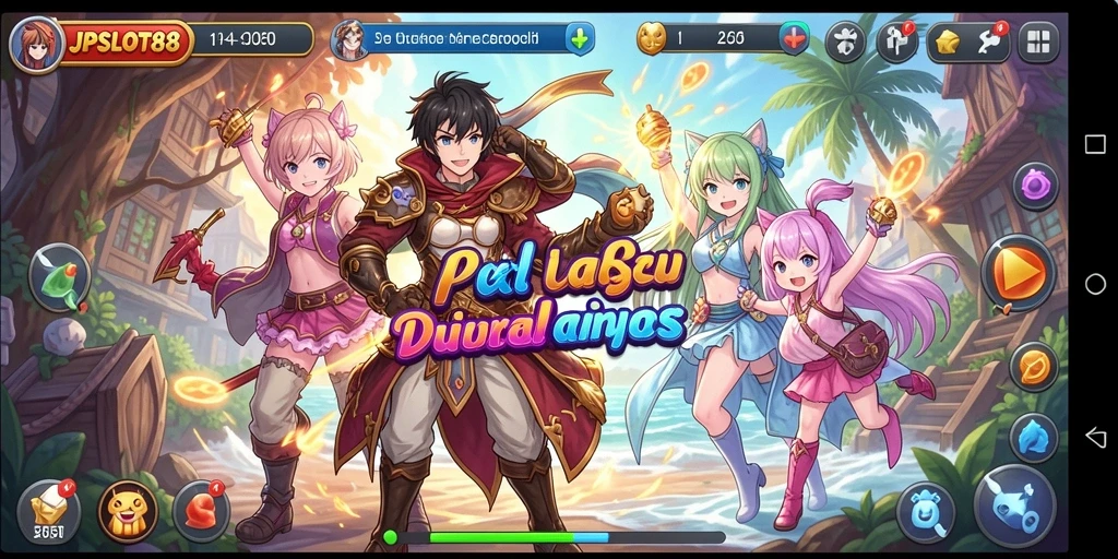 Tampilan gameplay JPSLOT88 yang memukau dengan karakter anime.