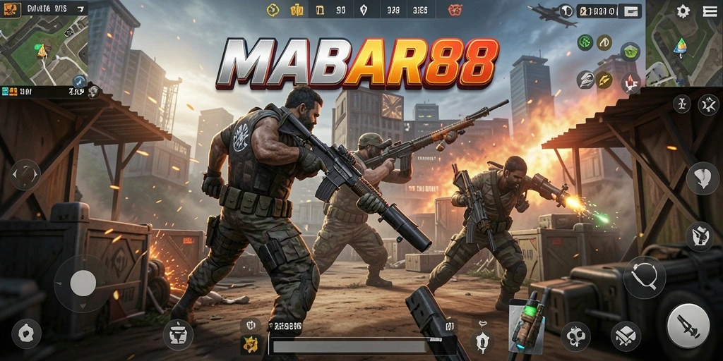 Tampilan menegangkan dalam gameplay Battle Royale MABAR88.