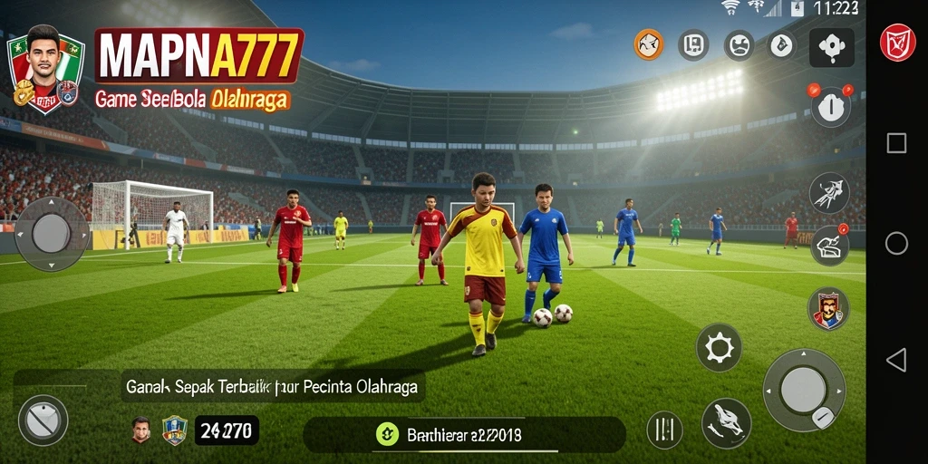 Gameplay intens dalam pertandingan sepak bola nyata.