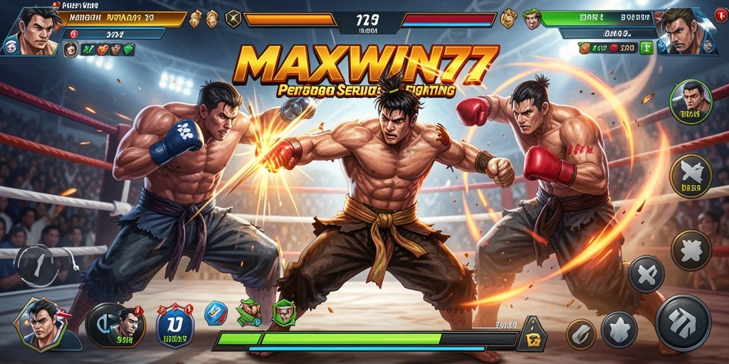 Tampilan seru permainan MAXWIN77 saat bertarung di arena.