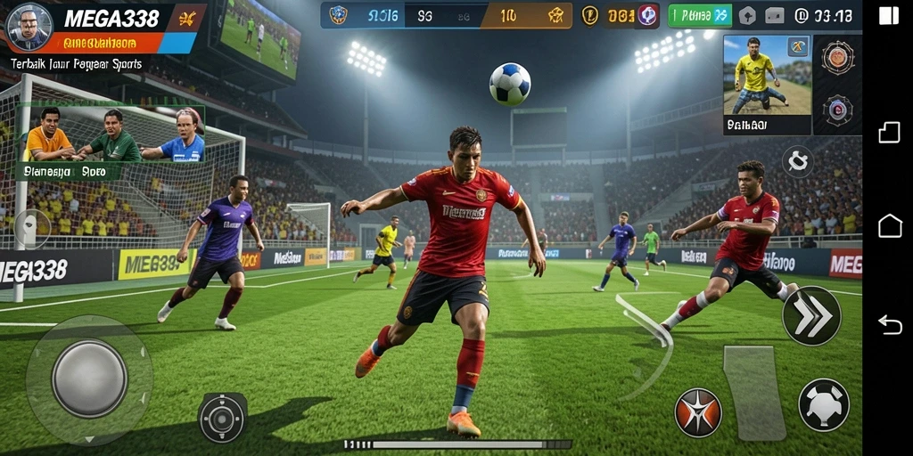 Screenshot gameplay MEGA338 menampilkan aksi seru dalam permainan olahraga.