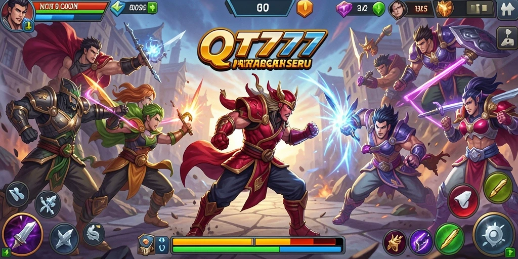 Screenshot QT777 menampilkan aksi pertarungan yang mendebarkan.