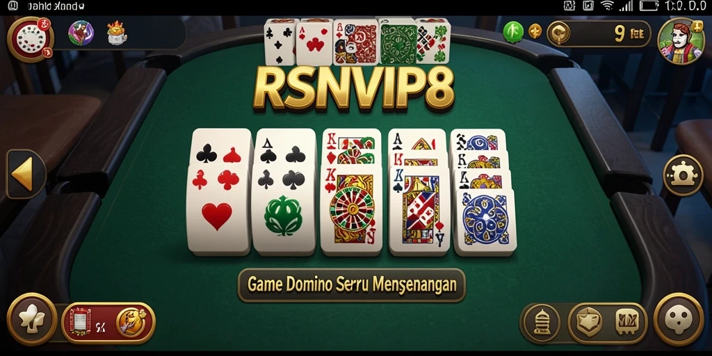 Screenshot utama RSNVIP8 menampilkan keseruan gameplay Domino yang menarik.
