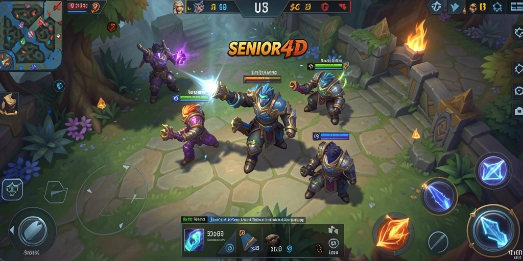 Gameplay menegangkan dalam SENIOR4D yang menyuguhkan aksi MOBA seru.