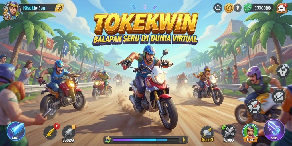 Screenshot gameplay seru dari TOKEKWIN dengan balapan mendebarkan.