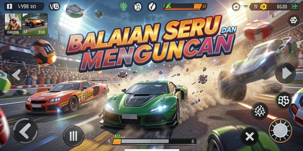 Gameplay seru V98 dengan mobil balap yang memukau.